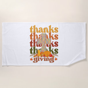 Thanks Giving Cross Pumpkin Beach Towel