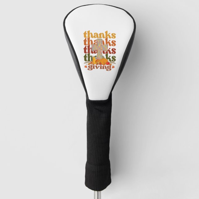 Thanks Giving Cross Pumpkin Golf Head Cover (Front)