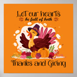Thanks giving Thanksgiving turkey word art Poster