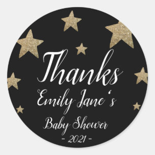 Thanks Glitter Stars Thank You Baby Shower Classic Round Sticker