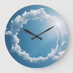 Thanks, God Clouds Photography Blue Sky Large Clock