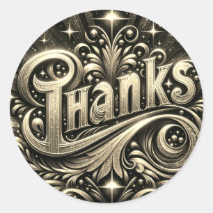 Thanks Gold Ornamental Glam Classic Round Sticker