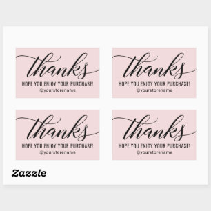 Thanks in Black Modern Script Pink Thank You Rectangular Sticker