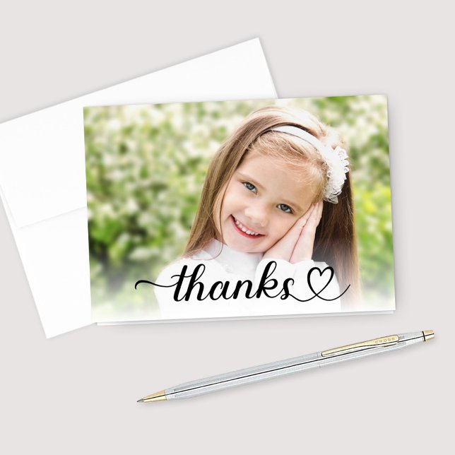 Thanks in Cute Heart Script Custom Photo Thank You Card (Creator Uploaded)