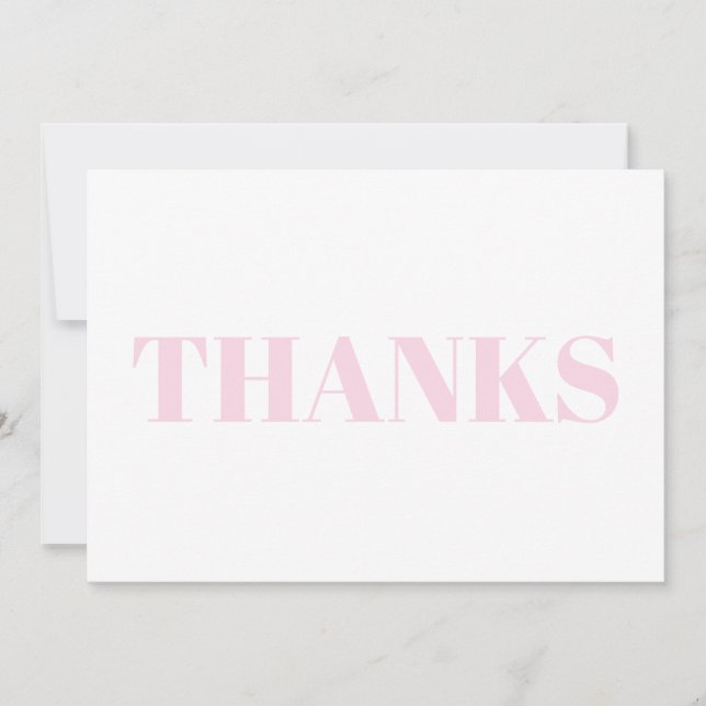 Thanks light pink white modern typography card (Front)