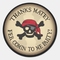 Thanks Matey Pirate Skull Thank You Sticker