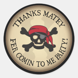 Thanks Matey Pirate Skull Thank You Sticker