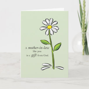 Thanks Mother-in-law, Religious Green Daisy Flower Thank You Card