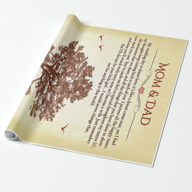 Thanks Mum and Dad Gift,Mother's/Father's Day Gift Wrapping Paper (Unrolled)