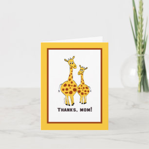 Thanks Mum Cute Giraffe Illustration Card