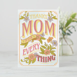 Thanks Mum For Every Thing, Mum Day Holiday Card