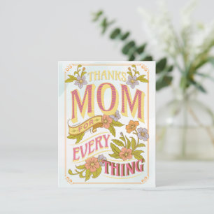 Thanks Mum For Every Thing, Mum Day Holiday Card