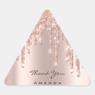 Thanks Name 16th Bridal Rose Glitter Spark Favour Triangle Sticker