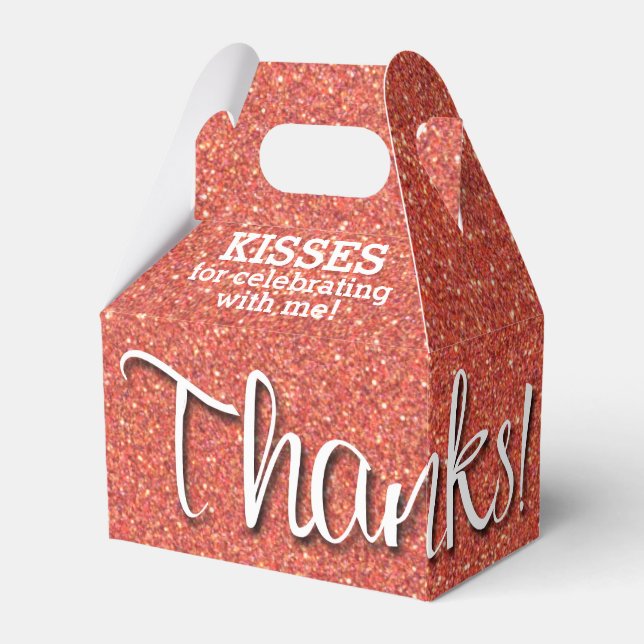 THANKS Orange Faux Glitter Favour Box (Front Side)