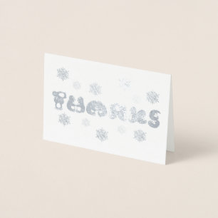 THANKS Penguin Thank You Winter Holiday Snowflake Foil Card