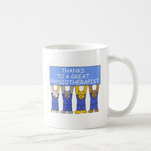 Thanks Physiotherapist Cartoon Cats Coffee Mug (Right)