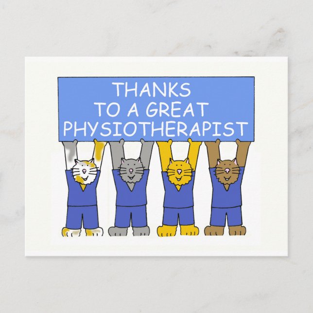 Thanks Physiotherapist Cartoon Cats Postcard (Front)
