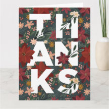 Thanks Poinsettia Floral Greeting Card