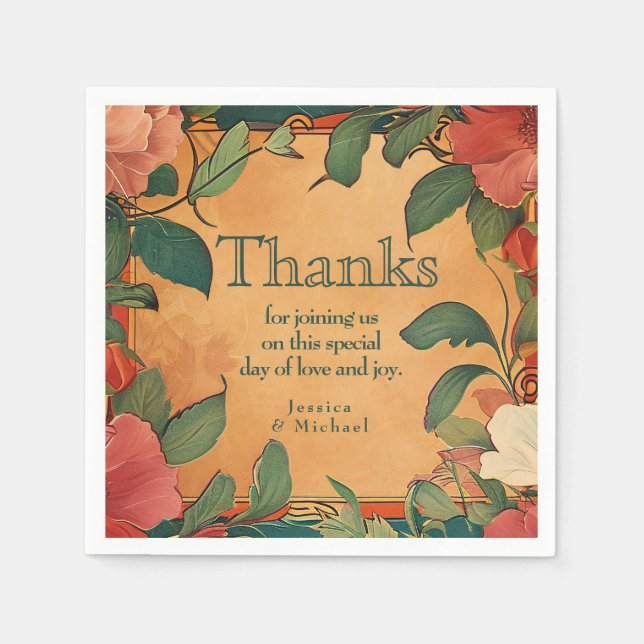 🌹 Thanks Rose Romance: Art Nouveau Splendour Napkin (Front)