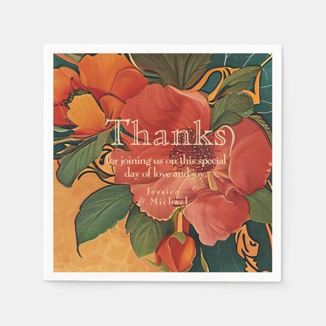 🌹 Thanks Rose Romance: Art Nouveau Splendour Napkin (Front)