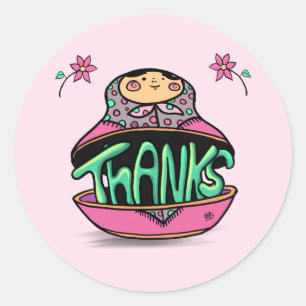 Thanks Russian Doll Matryoshka  Classic Round Sticker