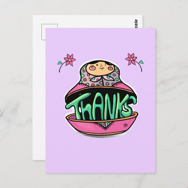 Thanks Russian Doll Postcard (Front/Back)