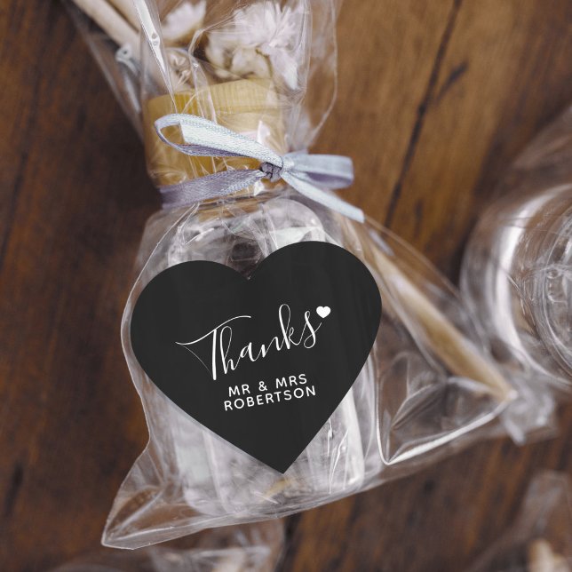 Thanks simple script black white heart wedding sticker (Creator Uploaded)