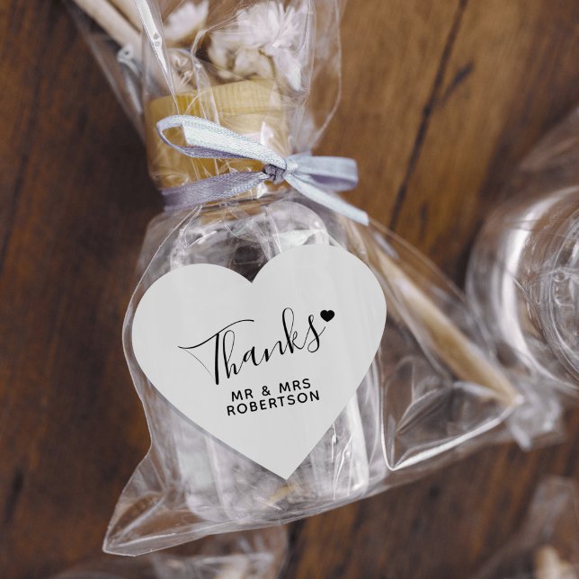 Thanks simple script white black heart wedding sticker (Creator Uploaded)