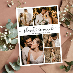Thanks So Much Script Photo Collage Wedding  Thank You Card