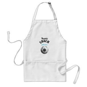 Thanks Soccer Coach Aqua Blue Stars Ball Standard Apron