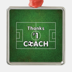 Thanks Soccer Coach Grass Field Metal Ornament