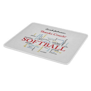 Thanks Softball Coach Words From Group, Team, Red Cutting Board