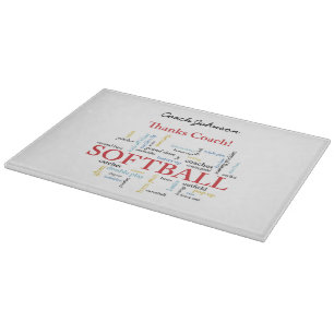 Thanks Softball Coach Words From Group, Team, Red Cutting Board