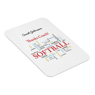 Thanks Softball Coach Words From Group, Team, Red Magnet