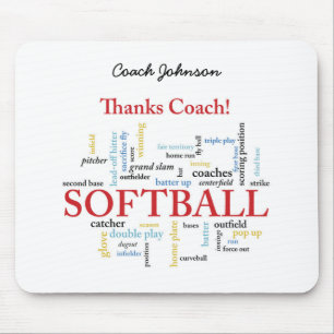 Thanks Softball Coach Words From Group, Team, Red Mouse Pad