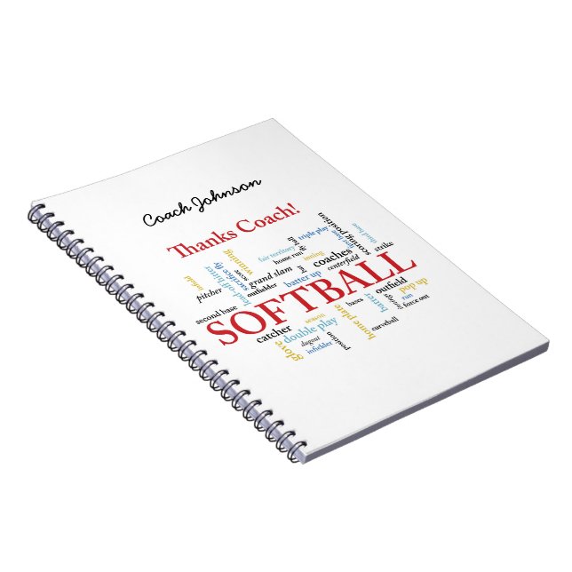 Thanks Softball Coach Words From Group, Team, Red Notebook (Right Side)