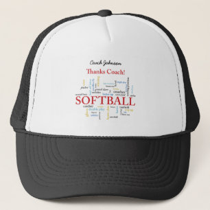 Thanks Softball Coach Words From Group, Team, Red Trucker Hat