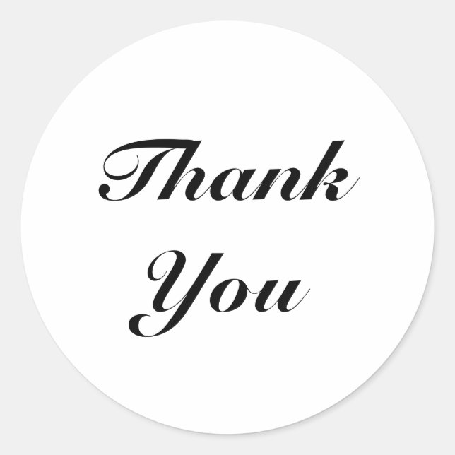 Thanks, Thank you, black white elegant classic Round Sticker (Front)