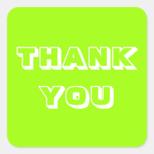 Thanks, Thank you, chartreuse green white Square Sticker