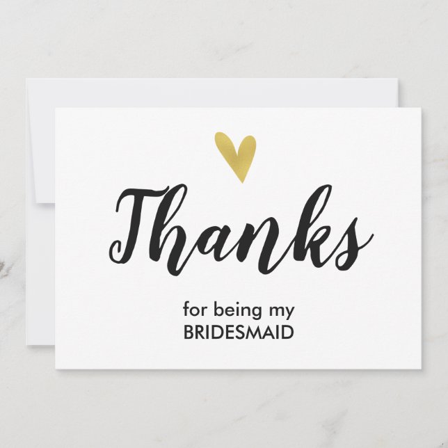 Thanks | Thank You For Being My Bridesmaid Card (Front)