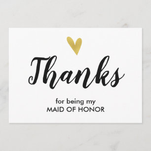 Thanks Thank You For Being My Maid Of Honour Car Card