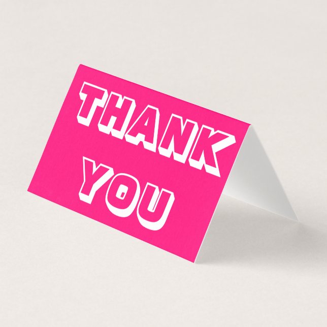 Thanks, Thank you, fuchsia pink white folded card (Front)