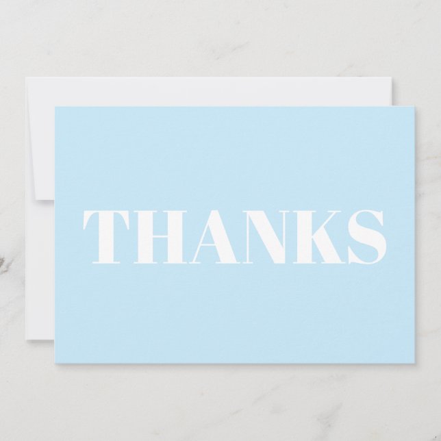 Thanks, Thank You, light blue white modern card (Front)