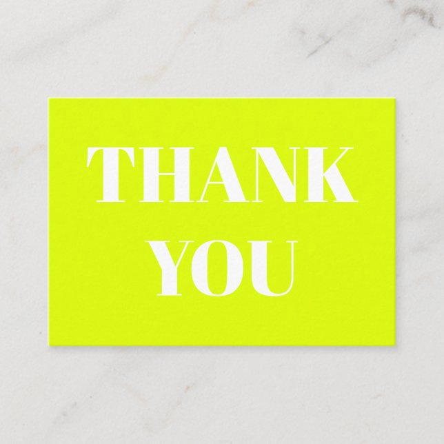 Thanks, Thank you, neon green chartreuse white Advice Card (Front)