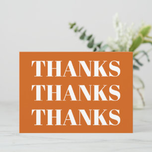 Thanks, Thank You orange white Thankgiving card