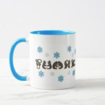 Thanks Thank You Penguin Winter Snowflake Snow Mug<br><div class="desc">Ceramic mug features an original marker illustration of cartoon penguins spelling the word THANKS, surrounded by blue and white snowflakes. Ideal for Christmas, Hanukkah, or saying a winter thank you! This design is also available on other products. Lots of additional winter and holiday illustrations are also available from this shop....</div>