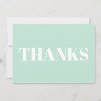 Thanks, Thank You, seafoam green white card