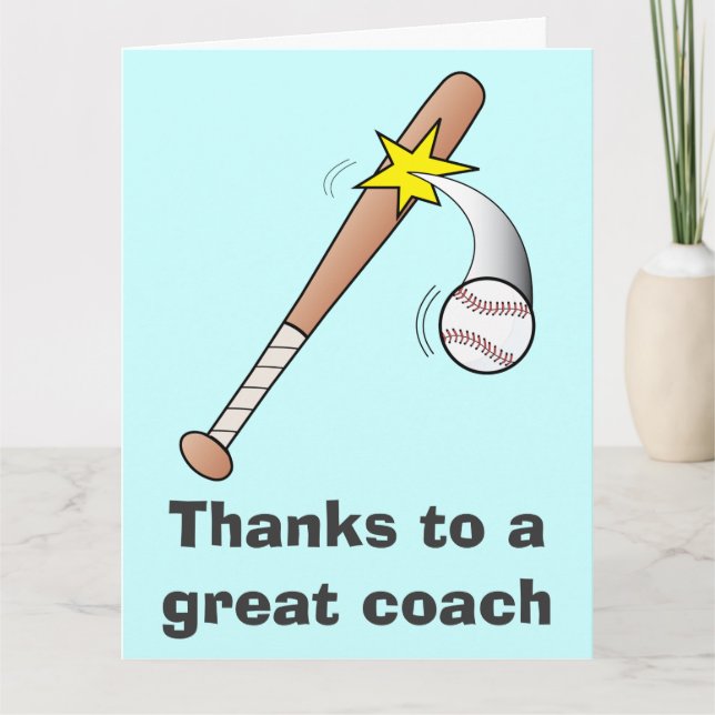Thanks to a Great Baseball Coach from the Team Thank You Card (Front)