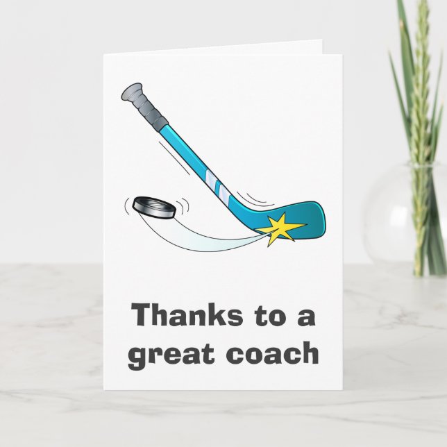 Thanks to a Great Hockey Coach Thank You Card (Front)