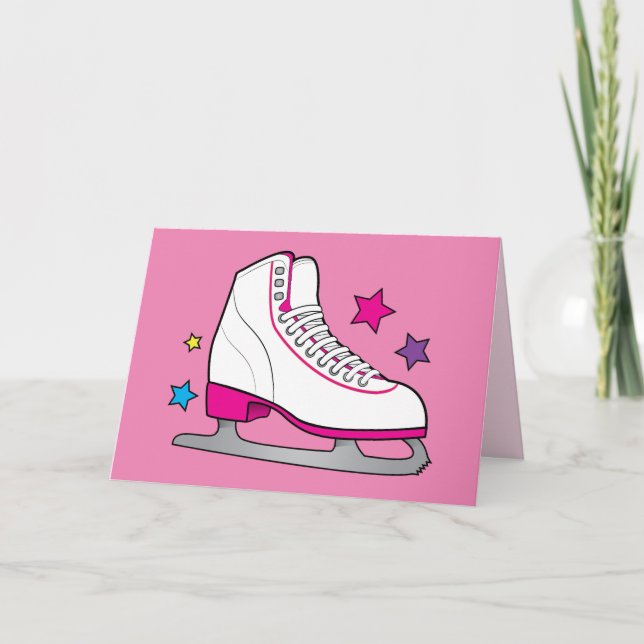 Thanks to Ice Skating Coach Card with Pink Skate (Front)
